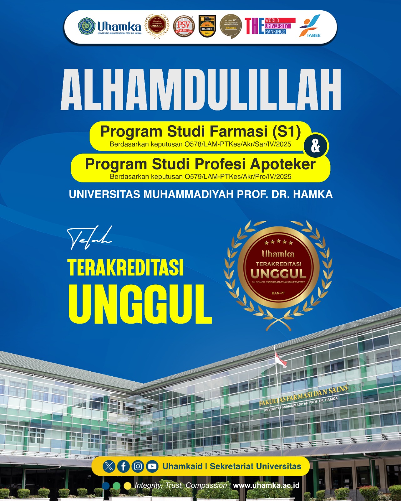 Terakreditasi Unggul LAM-PTKes, S1 Farmasi dan Profesi Apoteker FFS Uhamka Siap Bentuk SDM Medis Unggul