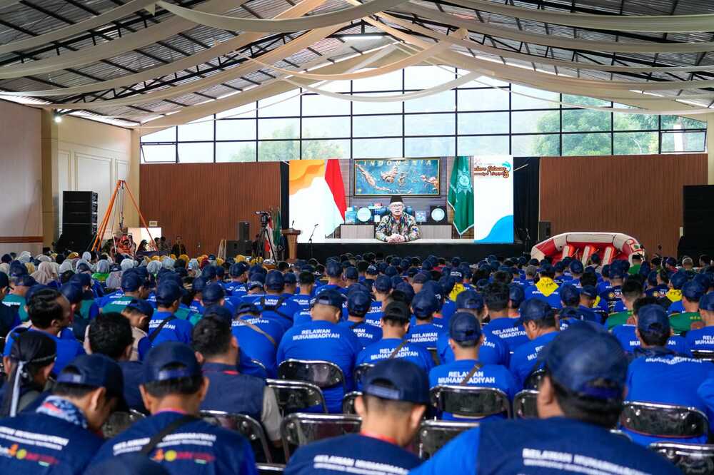 Haedar Nashir saat menyampaikan sambutan secara online dalam Pembukaan Jambore Nasional Relawan Muhammadiyah-'Aisyiyah ke-3. Foto: Moyo/Medkom PP Muhammadiyah